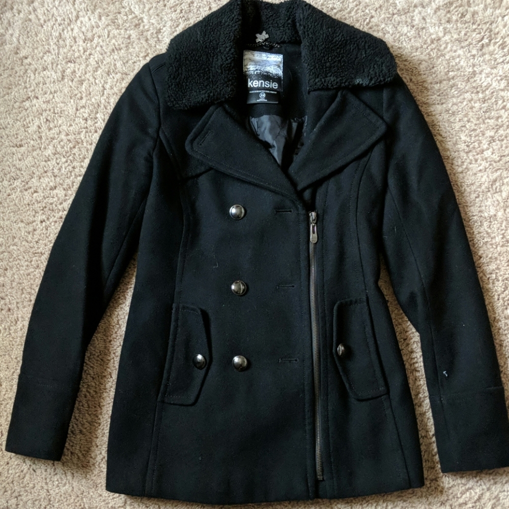 Kensie black wool coat like new
